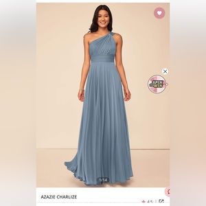Azazie Charlize bridesmaid dress dusty blue